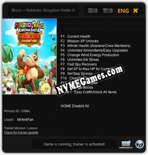 Mario + Rabbids: Kingdom Battle Donkey Kong Adventure: Treinador (V1.0.92)