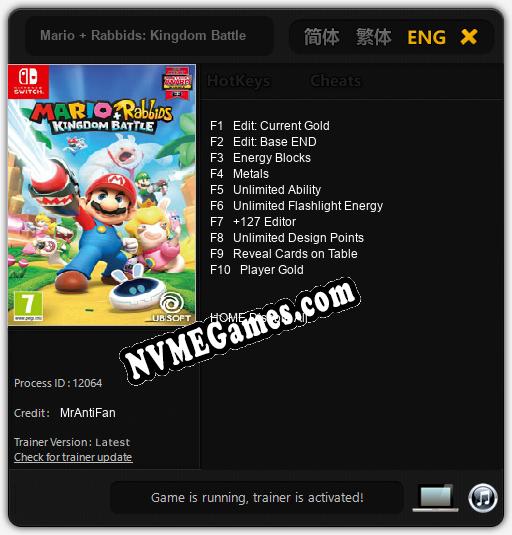 Mario + Rabbids: Kingdom Battle: Treinador (V1.0.90)