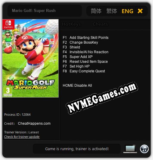 Mario Golf: Super Rush: Cheats, Trainer +8 [CheatHappens.com]