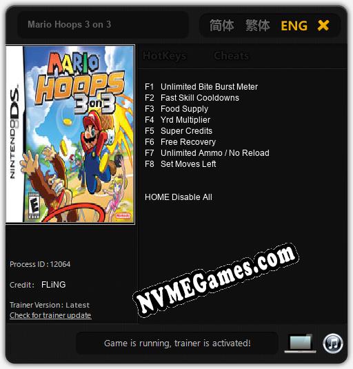 Mario Hoops 3 on 3: Trainer +8 [v1.2]