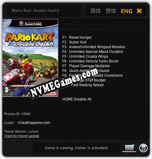 Mario Kart: Double Dash!!: Treinador (V1.0.20)