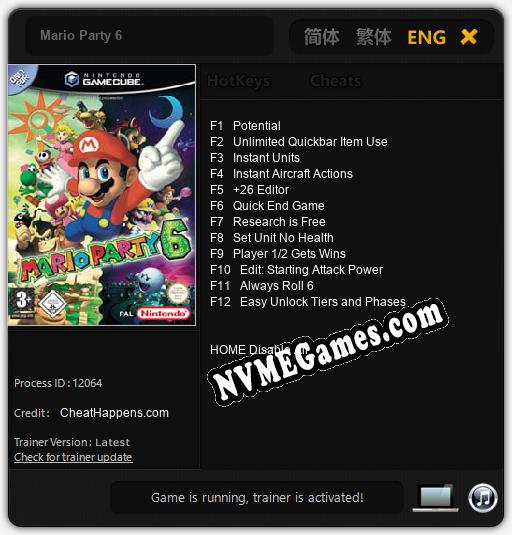 Treinador liberado para Mario Party 6 [v1.0.6]