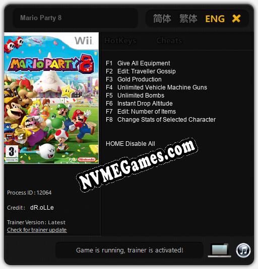 Mario Party 8: Cheats, Trainer +8 [dR.oLLe]