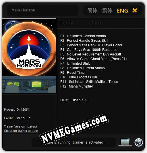 Mars Horizon: Trainer +12 [v1.7]