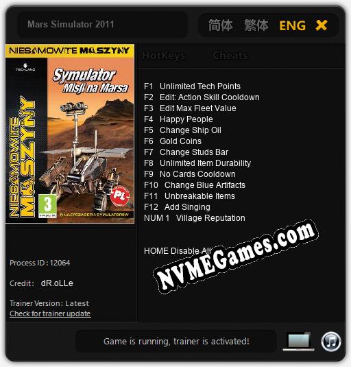 Mars Simulator 2011: Cheats, Trainer +13 [dR.oLLe]