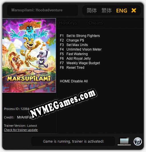 Marsupilami: Hoobadventure: Cheats, Trainer +8 [MrAntiFan]