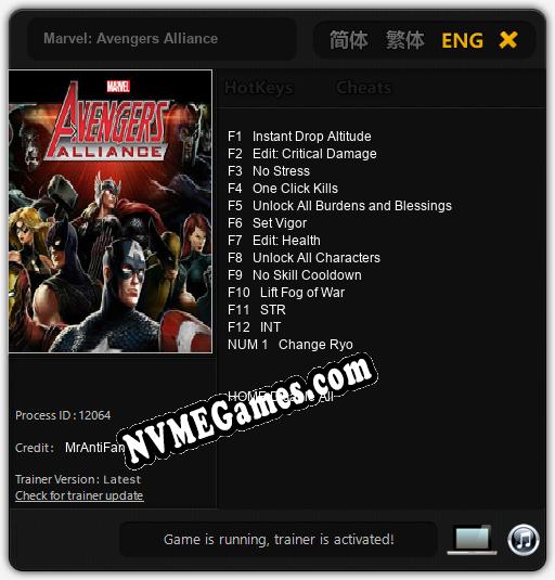 Marvel: Avengers Alliance: Cheats, Trainer +13 [MrAntiFan]