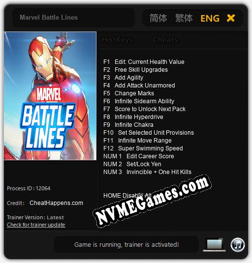 Treinador liberado para Marvel Battle Lines [v1.0.6]