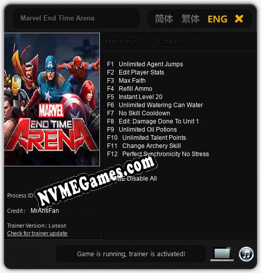 Treinador liberado para Marvel End Time Arena [v1.0.6]