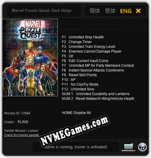 Marvel Puzzle Quest: Dark Reign: Treinador (V1.0.96)