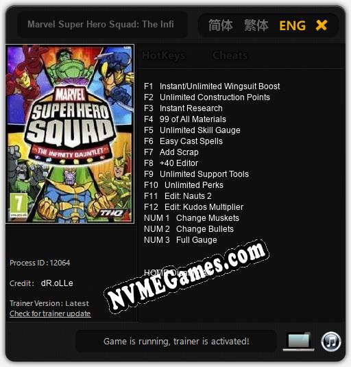 Marvel Super Hero Squad: The Infinity Gauntlet: Cheats, Trainer +15 [dR.oLLe]