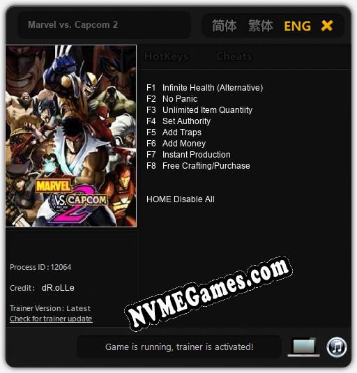 Marvel vs. Capcom 2: Treinador (V1.0.82)