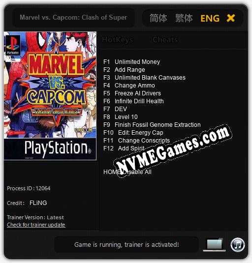 Marvel vs. Capcom: Clash of Super Heroes: Cheats, Trainer +12 [FLiNG]