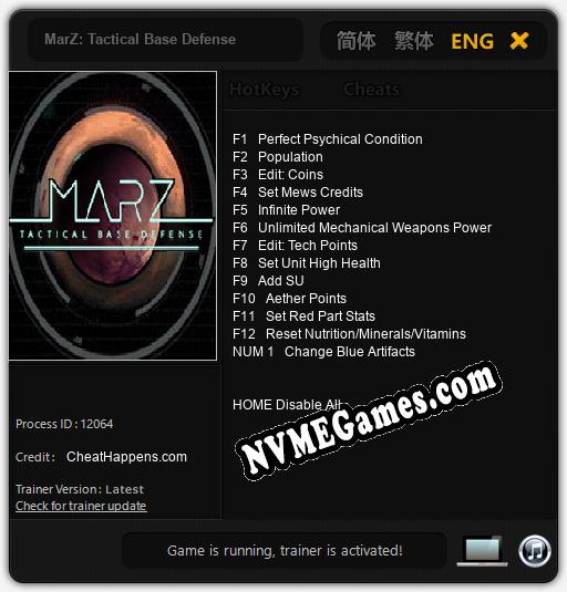 Treinador liberado para MarZ: Tactical Base Defense [v1.0.9]