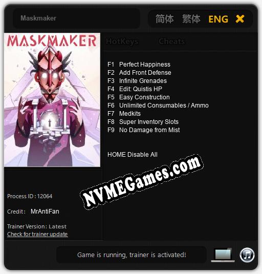 Maskmaker: Cheats, Trainer +9 [MrAntiFan]