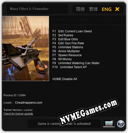 Mass Effect 2: Firewalker: Cheats, Trainer +10 [CheatHappens.com]