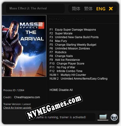 Mass Effect 2: The Arrival: Cheats, Trainer +14 [CheatHappens.com]