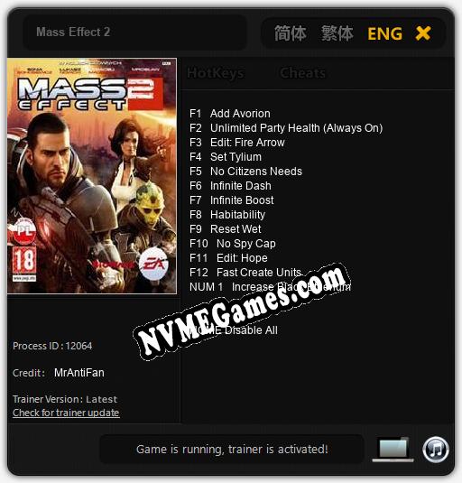 Mass Effect 2: Cheats, Trainer +13 [MrAntiFan]