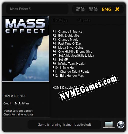 Mass Effect 5: Treinador (V1.0.62)