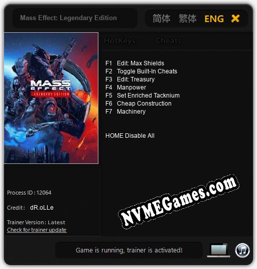 Mass Effect: Legendary Edition: Cheats, Trainer +7 [dR.oLLe]