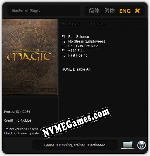 Treinador liberado para Master of Magic [v1.0.3]