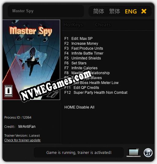 Master Spy: Cheats, Trainer +12 [MrAntiFan]