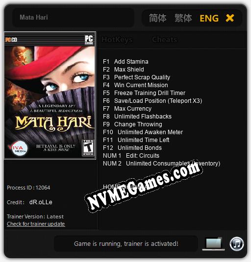 Mata Hari: Trainer +14 [v1.9]