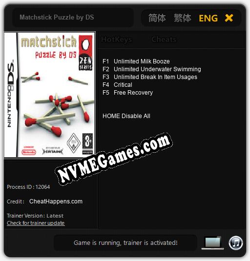Matchstick Puzzle by DS: Trainer +5 [v1.4]