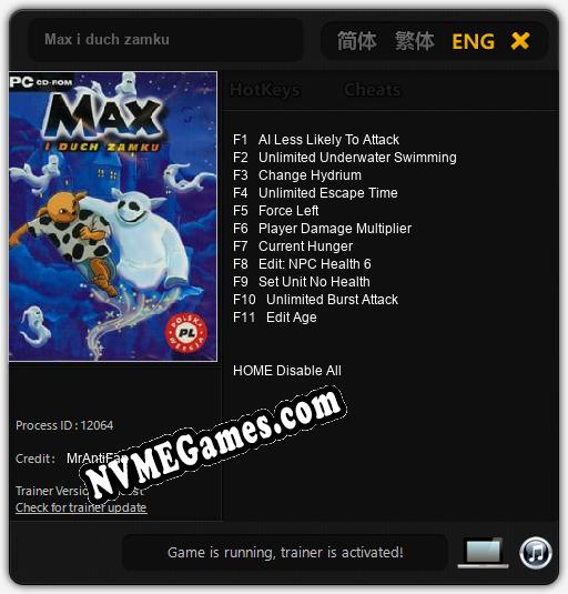 Max i duch zamku: Trainer +11 [v1.2]