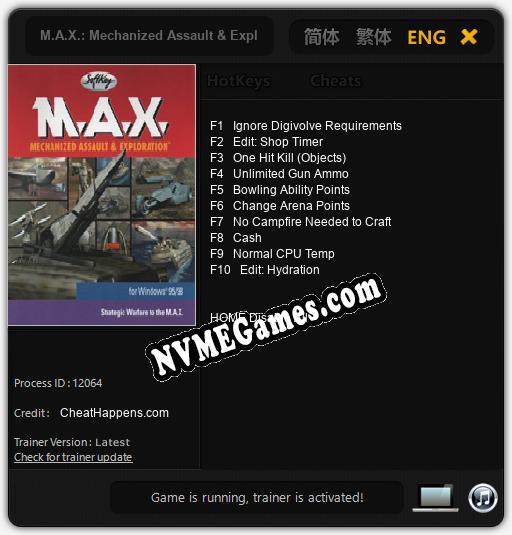 M.A.X.: Mechanized Assault & Exploration: Treinador (V1.0.83)