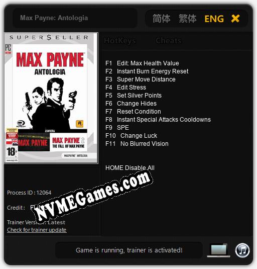 Max Payne: Antologia: Trainer +11 [v1.7]