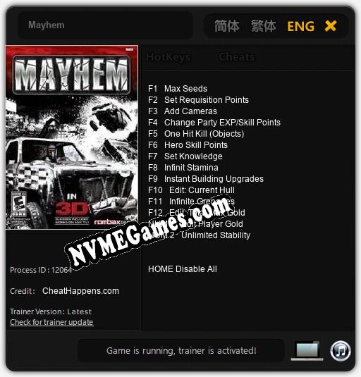 Treinador liberado para Mayhem [v1.0.7]