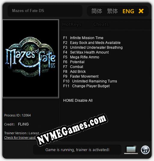 Mazes of Fate DS: Trainer +11 [v1.3]