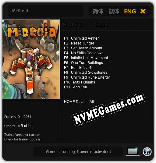 Treinador liberado para McDroid [v1.0.9]