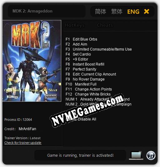 MDK 2: Armageddon: Trainer +14 [v1.1]