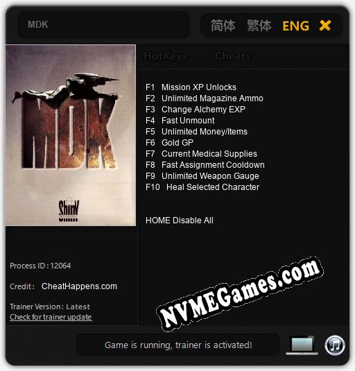 MDK: Cheats, Trainer +10 [CheatHappens.com]