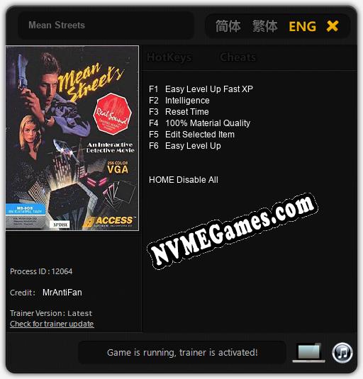 Mean Streets: Cheats, Trainer +6 [MrAntiFan]