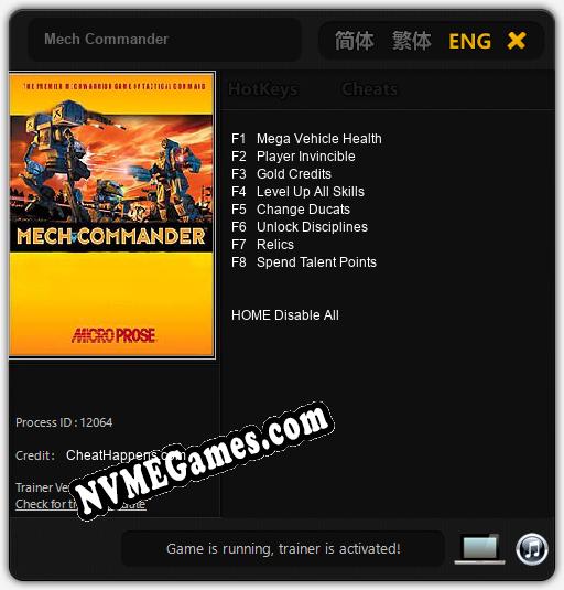 Mech Commander: Cheats, Trainer +8 [CheatHappens.com]