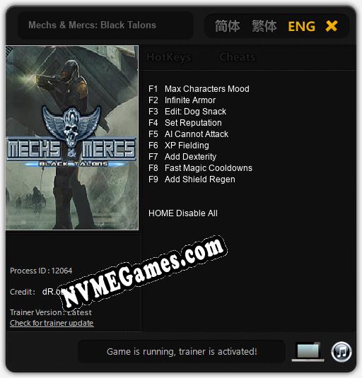 Mechs & Mercs: Black Talons: Treinador (V1.0.66)