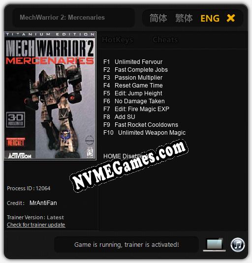 MechWarrior 2: Mercenaries: Cheats, Trainer +10 [MrAntiFan]