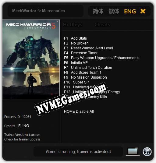 MechWarrior 5: Mercenaries: Trainer +13 [v1.9]