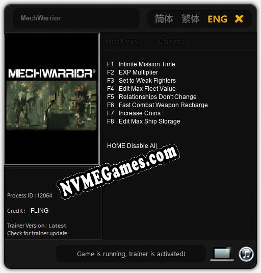 Treinador liberado para MechWarrior [v1.0.2]