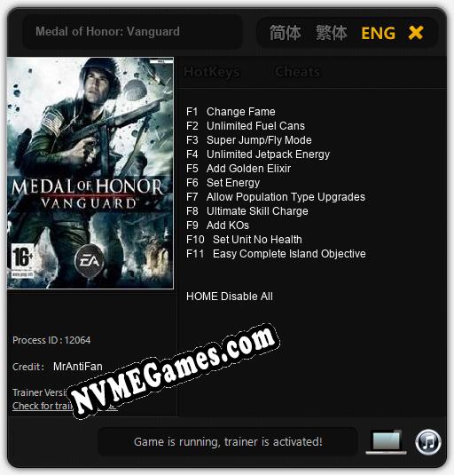 Medal of Honor: Vanguard: Trainer +11 [v1.2]