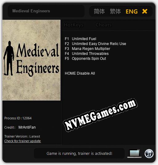 Treinador liberado para Medieval Engineers [v1.0.4]