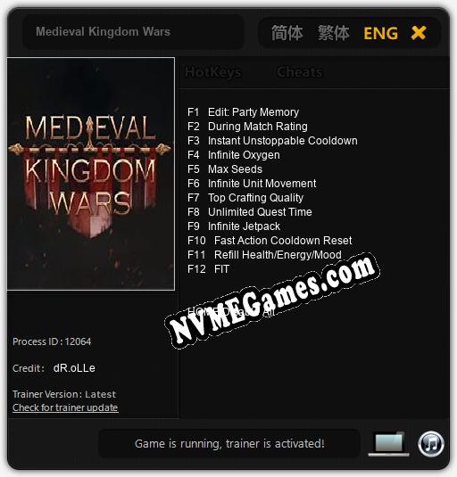 Medieval Kingdom Wars: Treinador (V1.0.37)