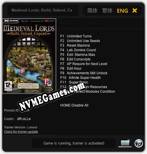 Treinador liberado para Medieval Lords: Build, Defend, Expand [v1.0.4]