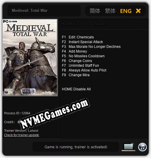 Medieval: Total War: Treinador (V1.0.58)