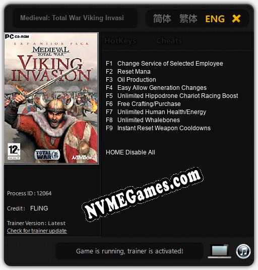 Medieval: Total War Viking Invasion: Cheats, Trainer +9 [FLiNG]