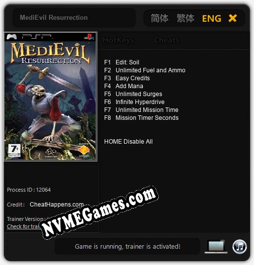 MediEvil Resurrection: Trainer +8 [v1.2]