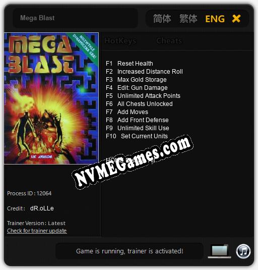 Treinador liberado para Mega Blast [v1.0.4]